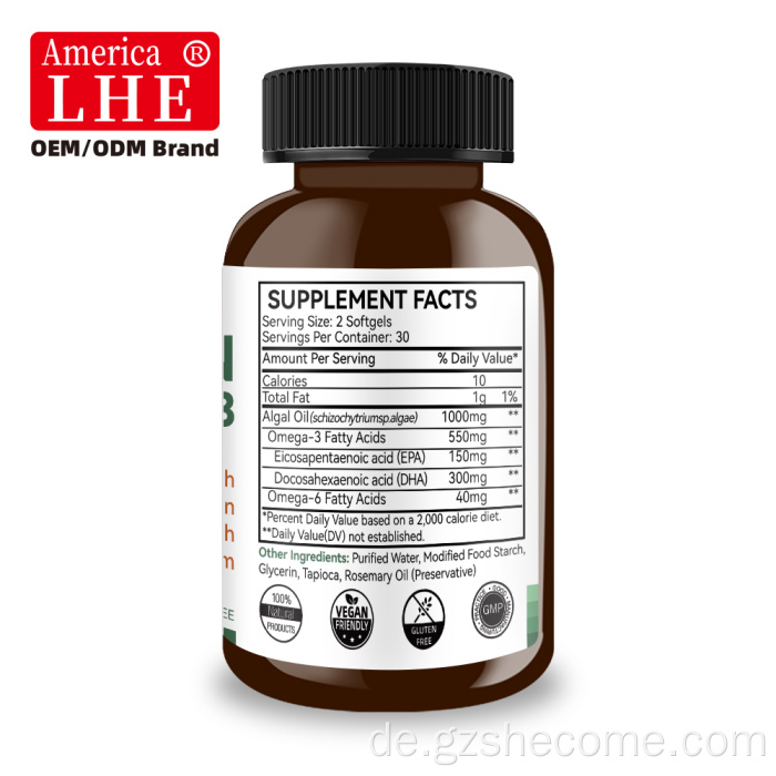 Shecome Vegane Omega-3-Algen-Softgels für die Herzgesundheit